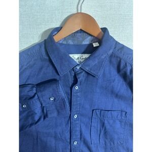 Robert Graham Long Sleeve Button Up Classic Fit Shirt Mens Large Blue Tencel